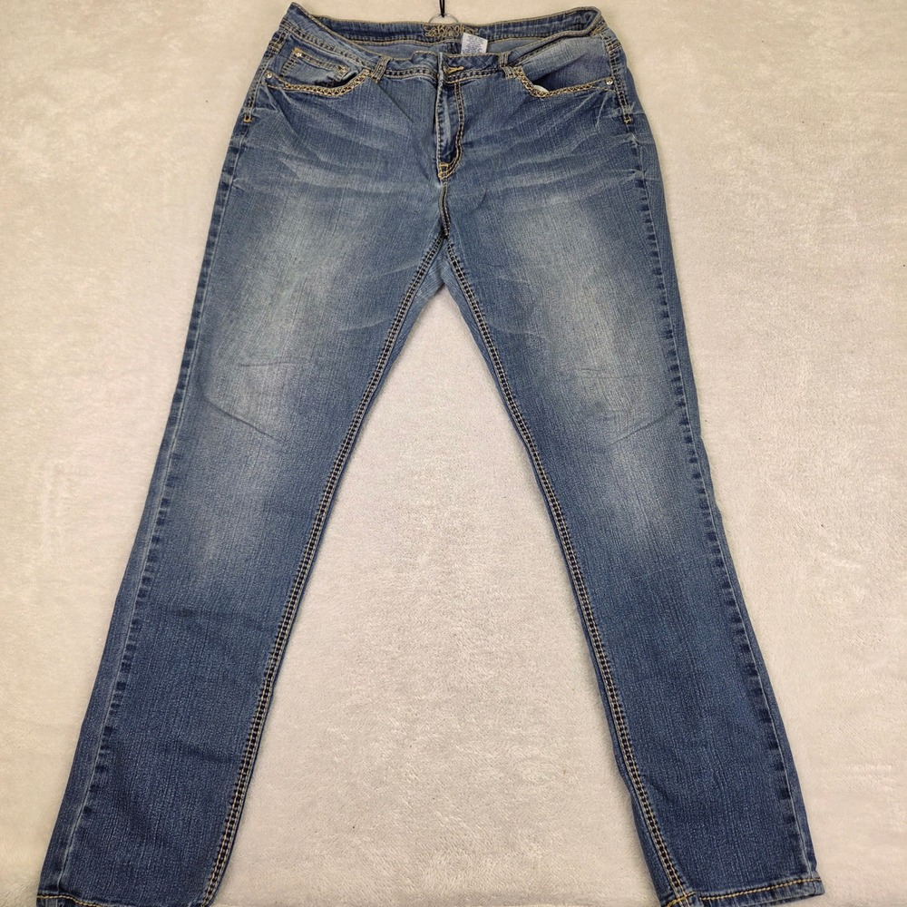 WallFlower Womens Legendary Skinny Jeans Medium Wash Blue Denim Size 12 Long